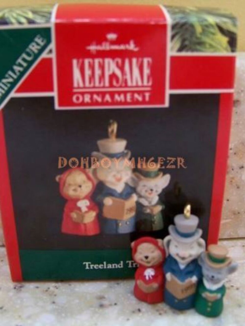 Hallmark 1991 Treeland Trio Choir mouse bunny mini Christmas Ornament